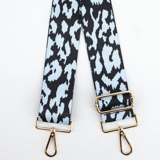 Two Tone Animal Print Bag Strap in Blue: One-size