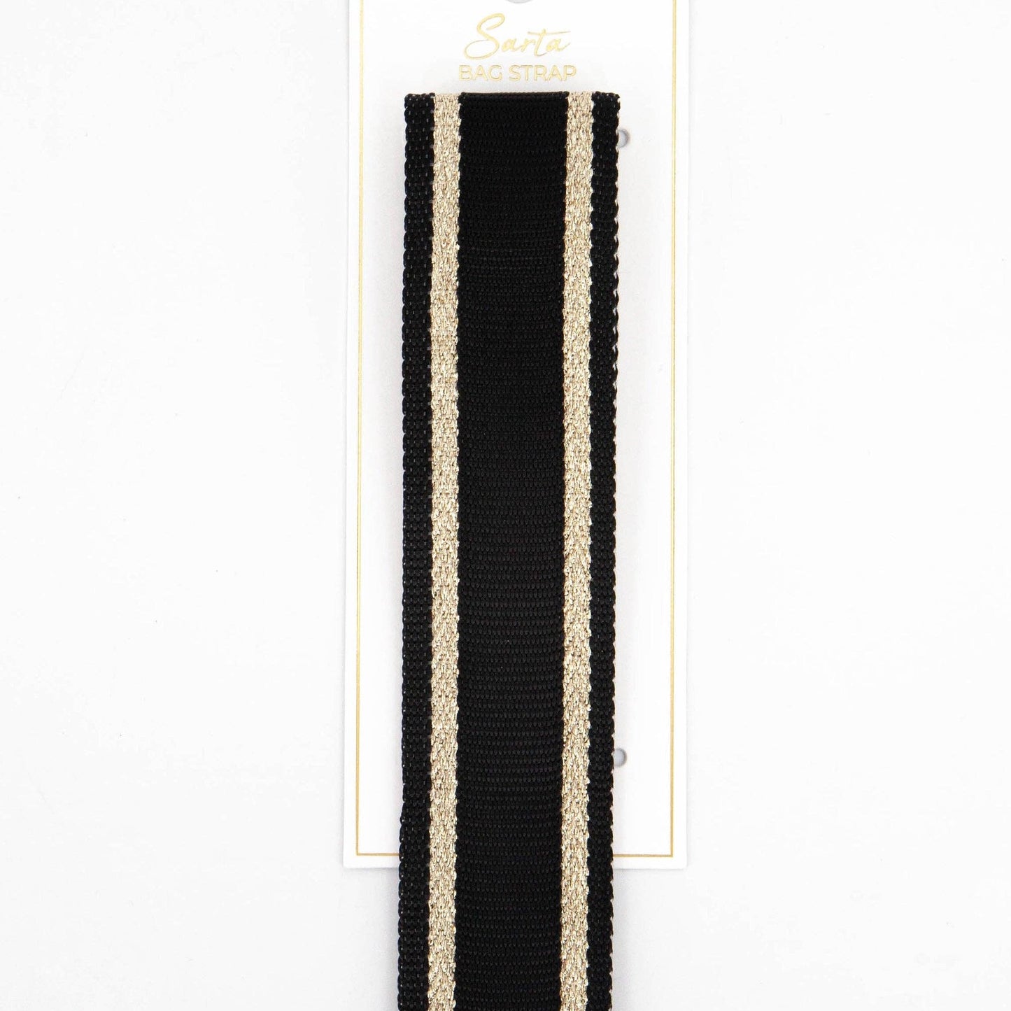 Metallic Border Stripe Plain Wrist Strap in Black & Gold: One-size