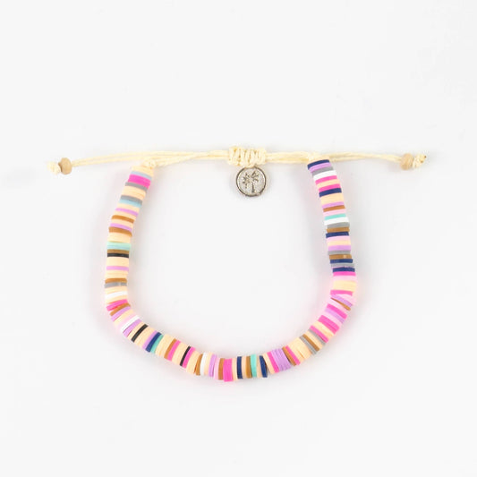 Leke Clay Beaded Bracelet, Surf Jewelry by Koh Surf: Pink Tones