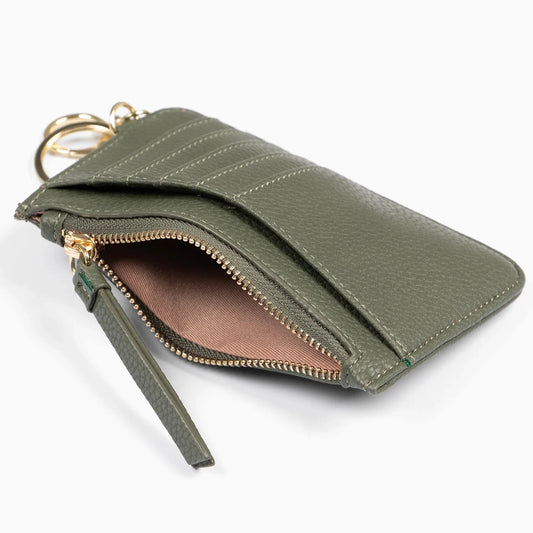 Khaki Faux Leather Coin & Cardholder Purse