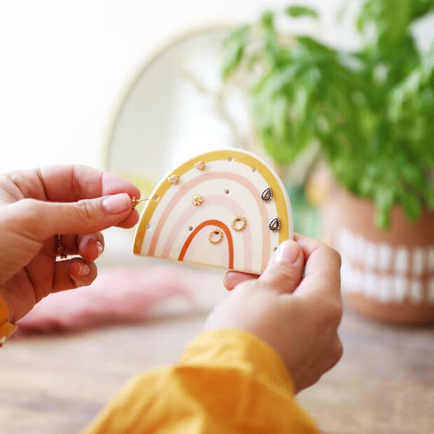 Rainbow Ceramic Earring Holder