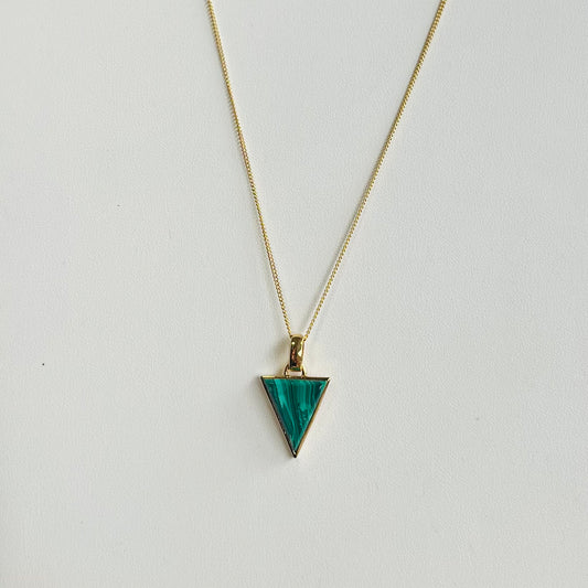 Gold Malachite Triangle Necklace