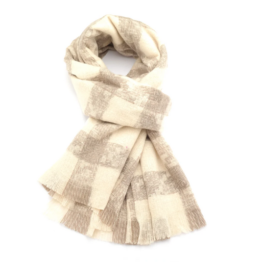 Cream Checkered Scarf