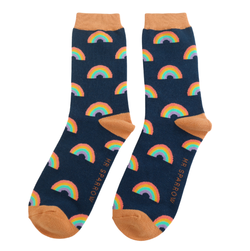 Rainbows Navy Bamboo Socks