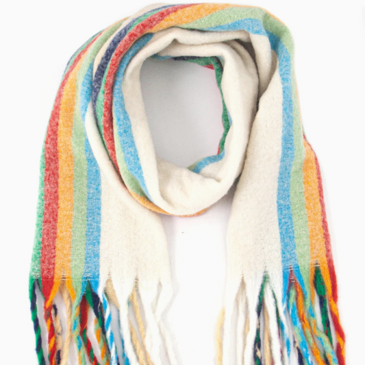 Cream & Rainbow Heavyweight Scarf