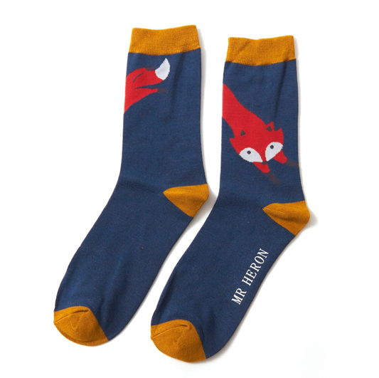 Leaping Fox Teal Bamboo Socks