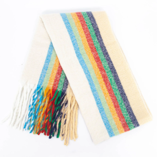 Cream & Rainbow Heavyweight Scarf