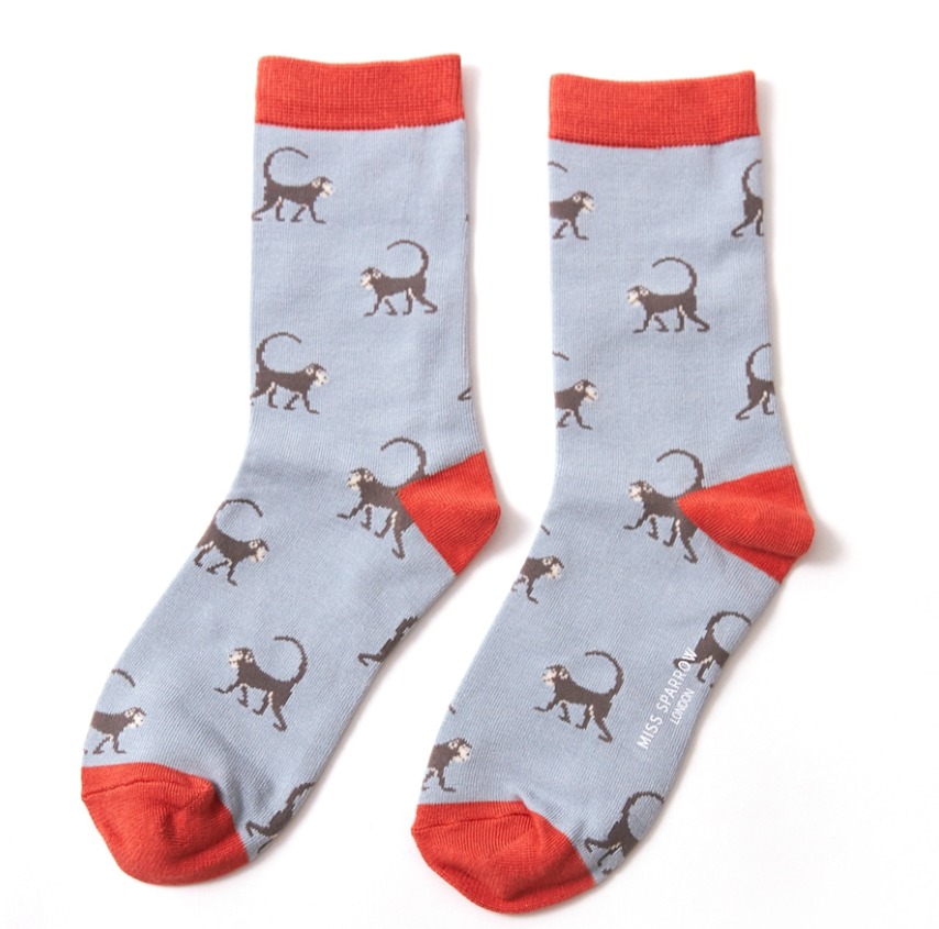 Monkeys Duck Egg Bamboo Socks