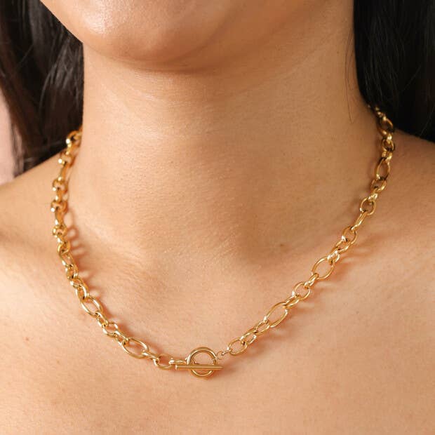 T-Bar Chunky Chain Necklace - Gold Plated