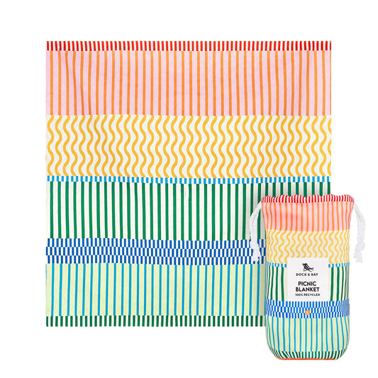 Dock & Bay Picnic Blanket - Stripe Up Your Life: Large (170x170cm)