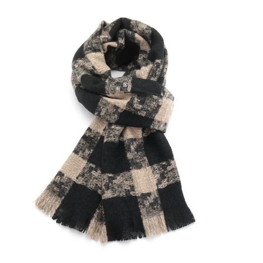 Beige & Black Check Scarf