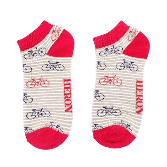 Bikes and Stripes Grey Trainer Socks