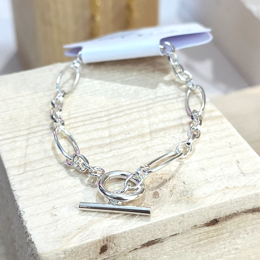 Silver Link Chain Toggle Bracelet