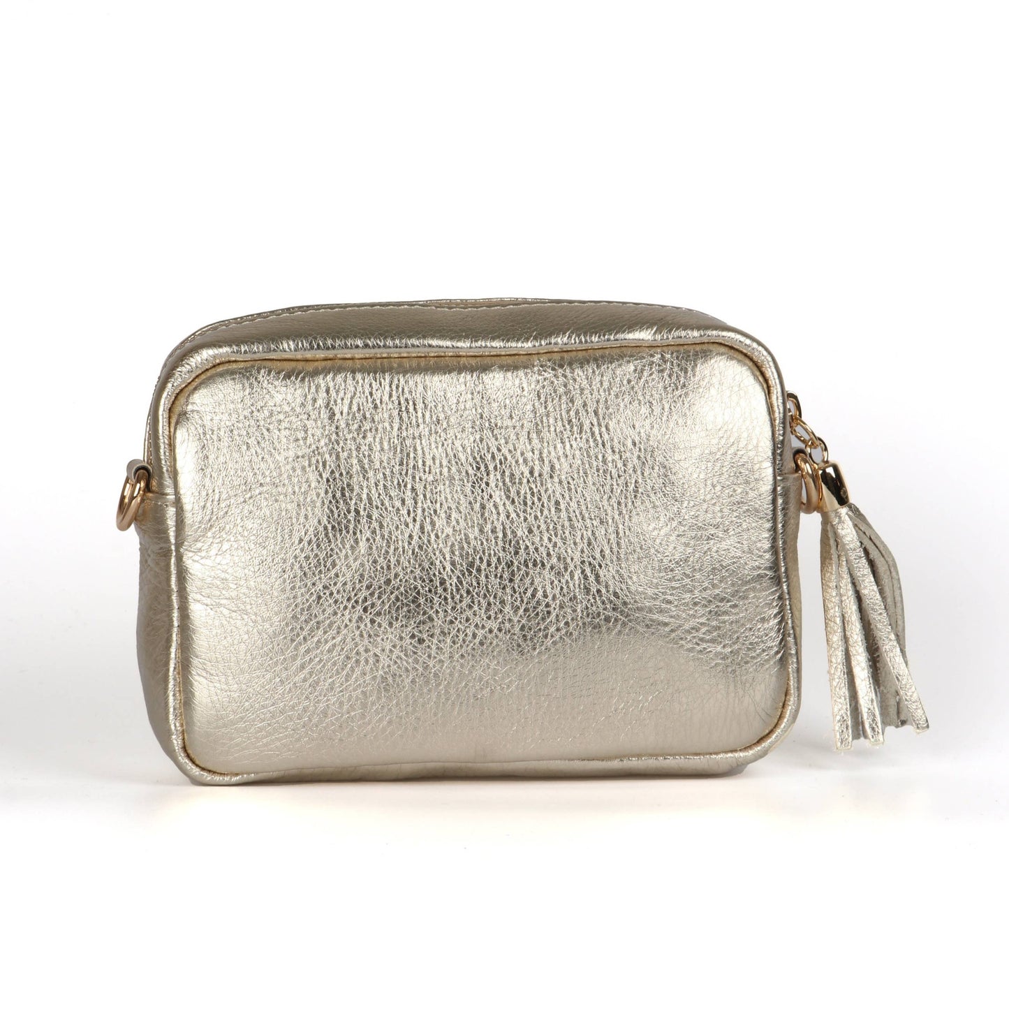 Italian Leather Crossbody Bag in Gold: One-size