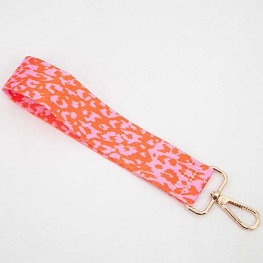 Two Tone Animal & Star Print Wrist Strap in Pink & Orange: One-size