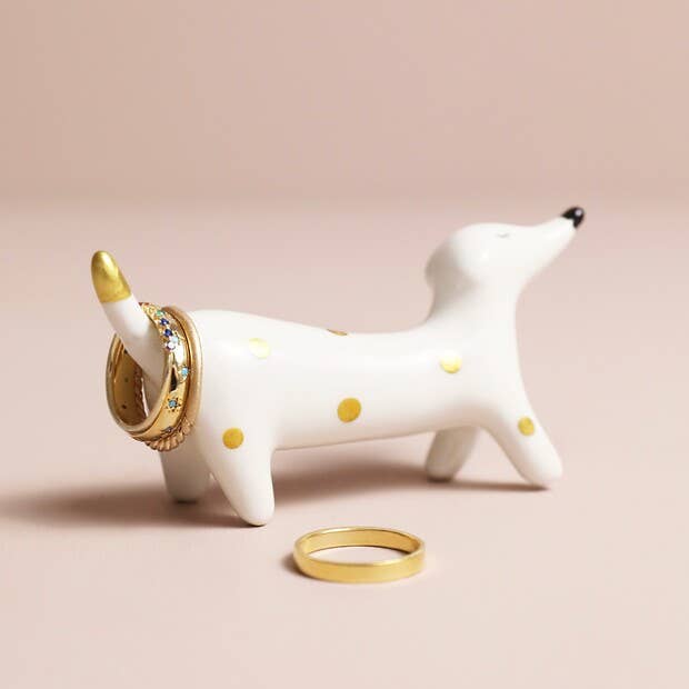 Ceramic Sausage Dog Ring Holder