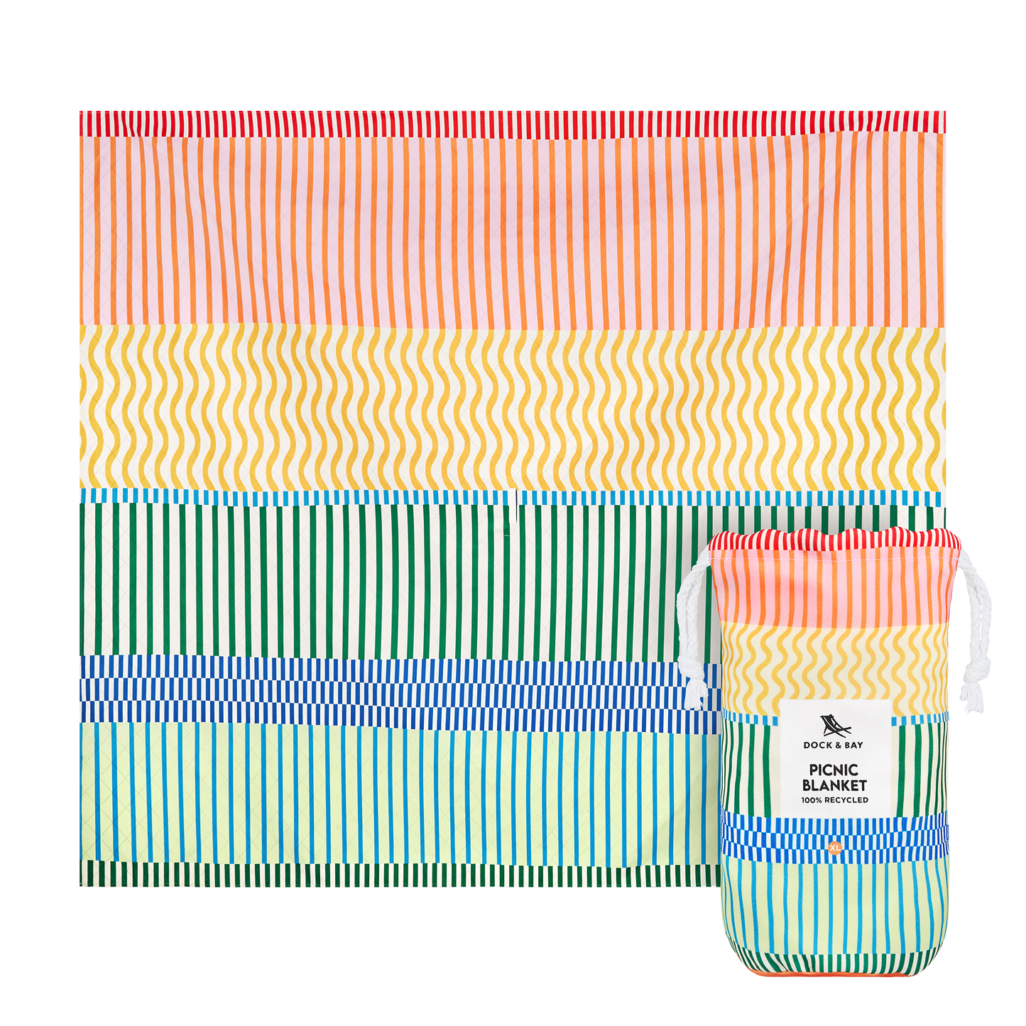 Dock & Bay Picnic Blanket - Stripe Up Your Life: Large (170x170cm)