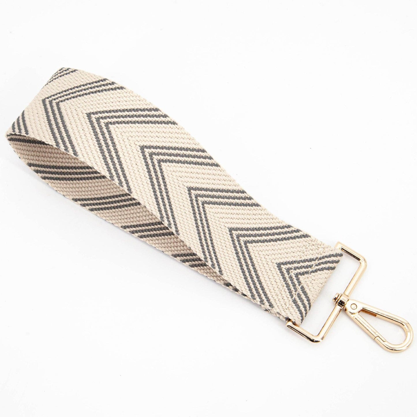 Woven Two Tone Chevron Print Wrist Strap in Khaki: One-size