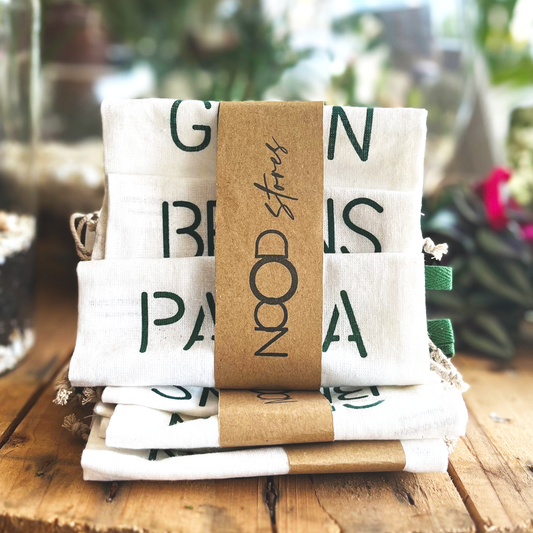 'Grain, Beans, Pasta' 3-Pack Reusable Cotton Bags