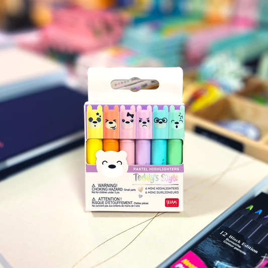 Legami Teddy's Style - set of 6 pastel highlighters