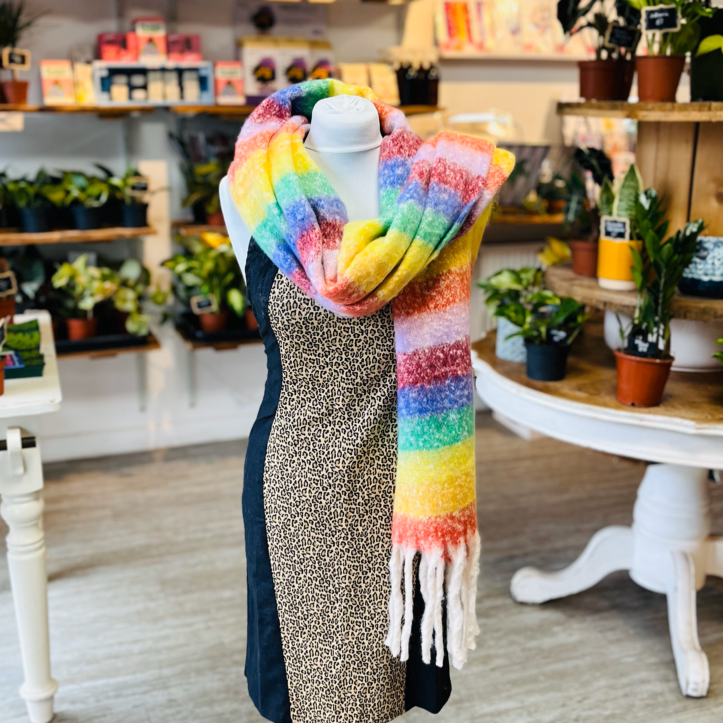 Rainbow Multicoloured Striped Scarf