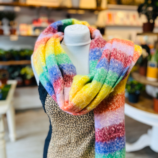 Rainbow Multicoloured Striped Scarf