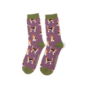 Beagle pups purple bamboo Socks