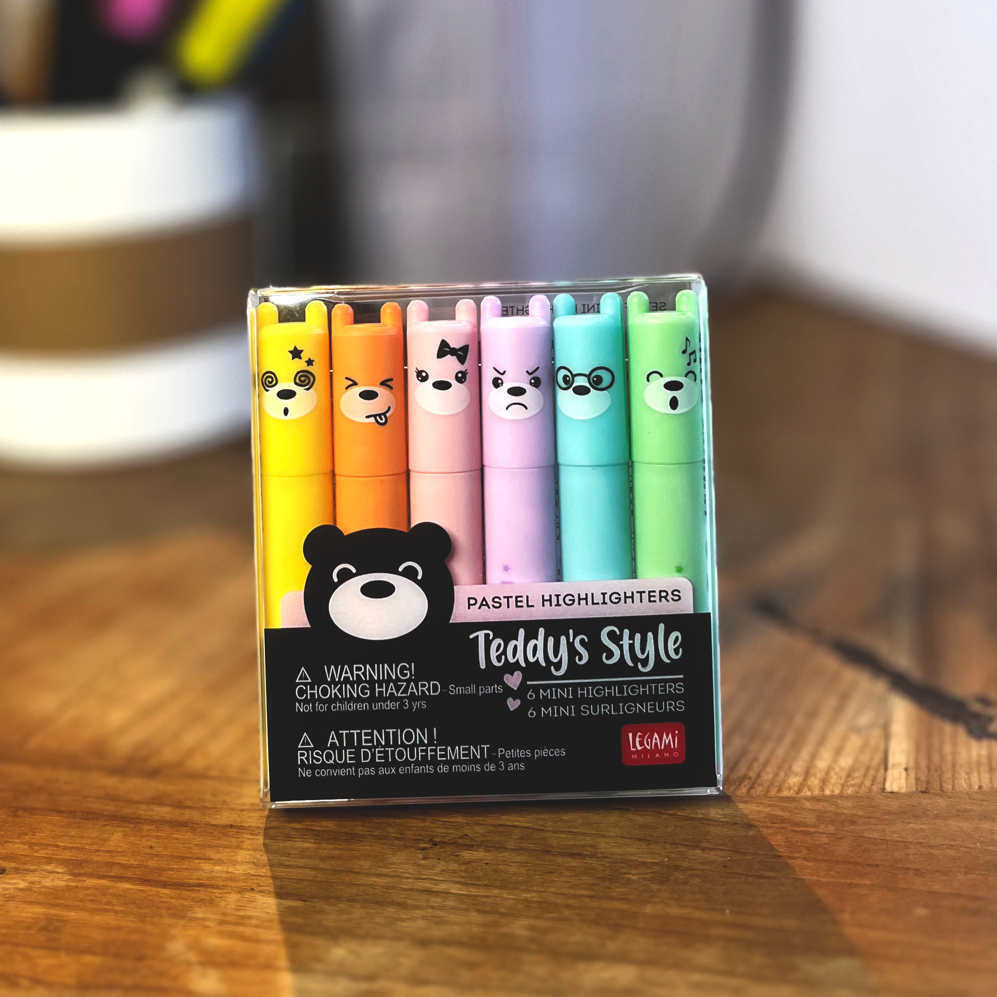 Legami Teddy's Mood - Set of 6 Mini Highlighters