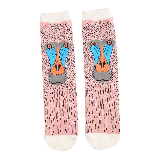 Baboon dusky pink bamboo Socks